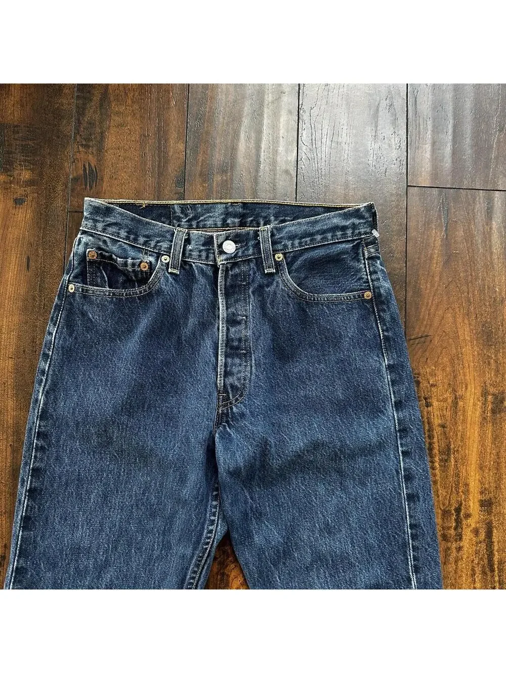 Vintage 90s Levis 501 29x34 USA Blue Denim Jeans Act 27x29 Med Wash Custom Bee